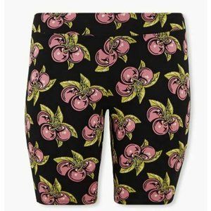 Torrid Plus Size Betsey Johnson Black Cherry Print Bike Short Sz 4X, NWT